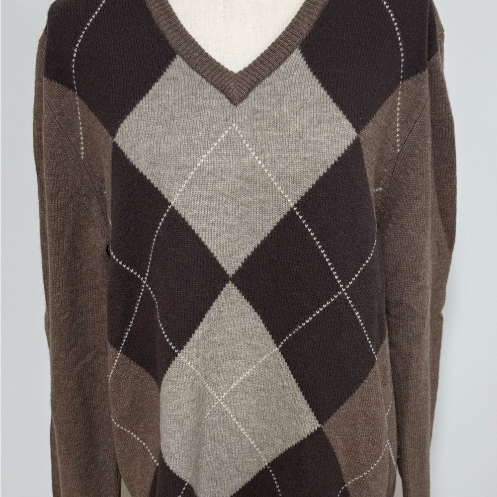 Men's Express Argyle V-Neck Sweater Large